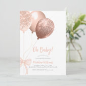 Oh Baby Glitter Balloons Bow Baby shower Kaart (Staand voorkant)