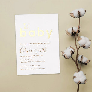 Oh Baby Gold Baby shower Folie Uitnodiging