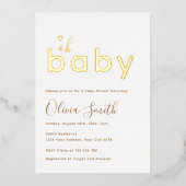 Oh Baby Gold Baby shower Folie Uitnodiging (Voorkant)