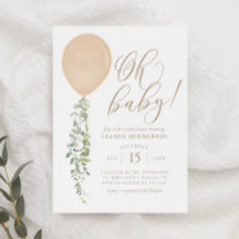 Oh Baby Gold ballon Eucalyptus Baby shower Invita