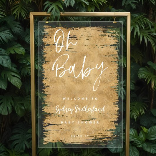 Oh Baby Gold Brush Lijn Script Baby shower Acryl Bord