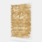 Oh Baby Gold Brush Lijn Script Baby shower Acryl Bord (Hoek)