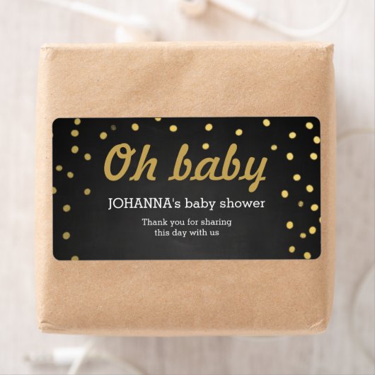 Oh Baby Gold Confetti krijtbord waterfles Etiket (Insitu)