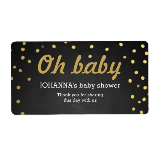 Oh Baby Gold Confetti krijtbord waterfles Etiket (Voorkant)