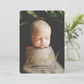 Oh, Baby! Gold Faux Folie Geboorteaankondiging Aankondiging (Staand voorkant)
