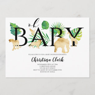 Oh Baby Gold Faux Oerwoud Animals Baby shower Kaart