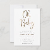 Oh Baby Gold Foil Baby shower Invitation Kaart (Voorkant)