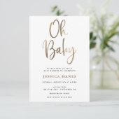 Oh Baby Gold Foil Baby shower Invitation Kaart (Staand voorkant)