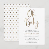 Oh Baby Gold Foil Baby shower Invitation Kaart (Voorkant / Achterkant)