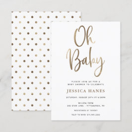 Oh Baby Gold Foil Baby shower Invitation Kaart