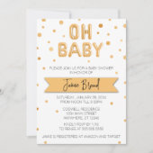 Oh Baby Gold Foil Balloon Baby shower Kaart (Voorkant)