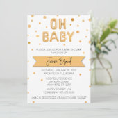 Oh Baby Gold Foil Balloon Baby shower Kaart (Staand voorkant)