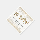 "Oh Baby!" Gold Glitter-Confetti, namen en datum Servet (Hoek)