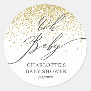 Oh Baby Gold Glitter Favor Sticker