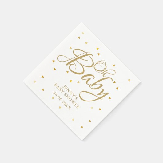 Oh Baby Gold Hearts Confetti Baby shower Sprinkle Servet (Hoek)