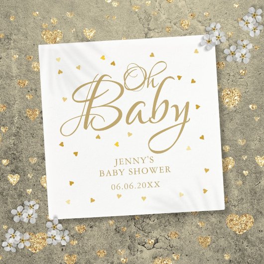 Oh Baby Gold Hearts Confetti Baby shower Sprinkle Servet