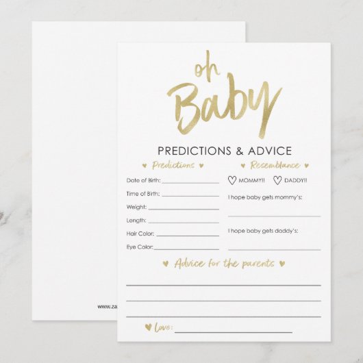 Oh Baby Gold Kaart voor voorspellingen en advies (Voorkant / Achterkant)