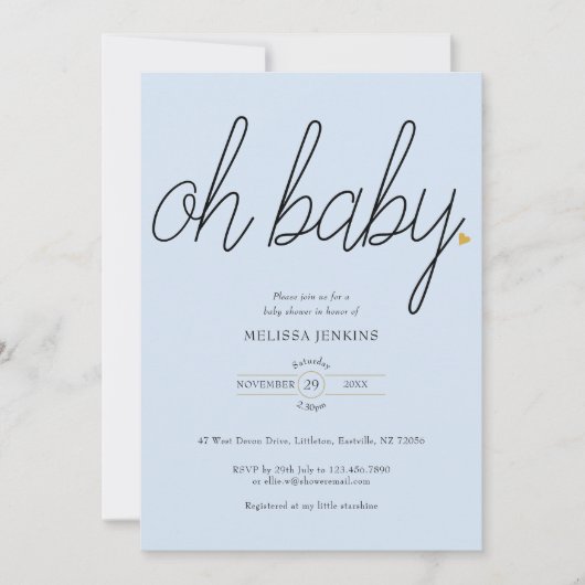 Oh Baby Gold Love Heart Baby shower / Sprinkle Kaart (Voorkant)