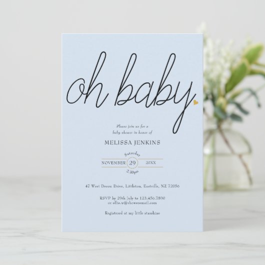 Oh Baby Gold Love Heart Baby shower / Sprinkle Kaart (Staand voorkant)