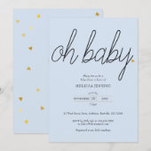 Oh Baby Gold Love Heart Baby shower / Sprinkle Kaart (Voorkant / Achterkant)