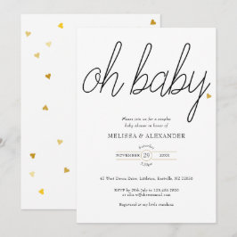 Oh Baby Gold Love Heart Couples Baby shower Kaart