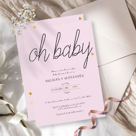 Oh Baby Gold Love Heart Couples Baby shower Kaart
