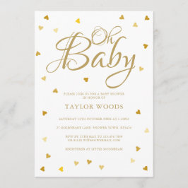 Oh Baby Gold Love Hearts Baby shower / Sprinkle Kaart