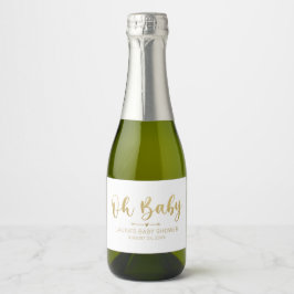 Oh Baby Gold Mini Mousserende Wijnflesje Label Sparkling Wijnetiket
