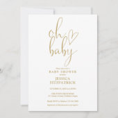 Oh Baby Gold Script Heart Baby shower Kaart (Voorkant)