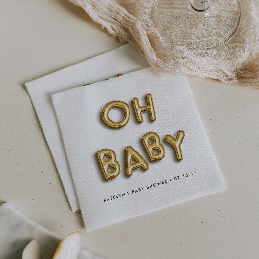 Oh Baby | goudballon-Baby shower Servetten