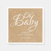 Oh Baby Gouden Harten Confetti Baby Shower/Feestje Servet (Voorkant)