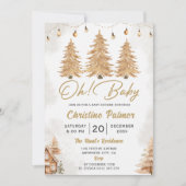 Oh Baby! Gouden Kerstboom Baby Shower Feest Kaart (Voorkant)