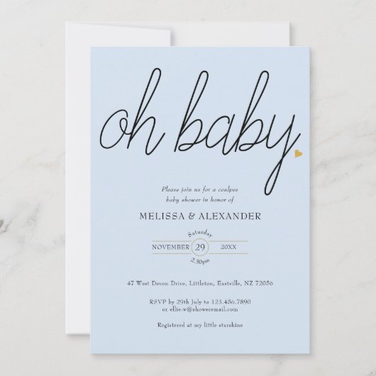 Oh Baby Gouden Liefdeshart Koppel Baby Shower Kaart (Voorkant)