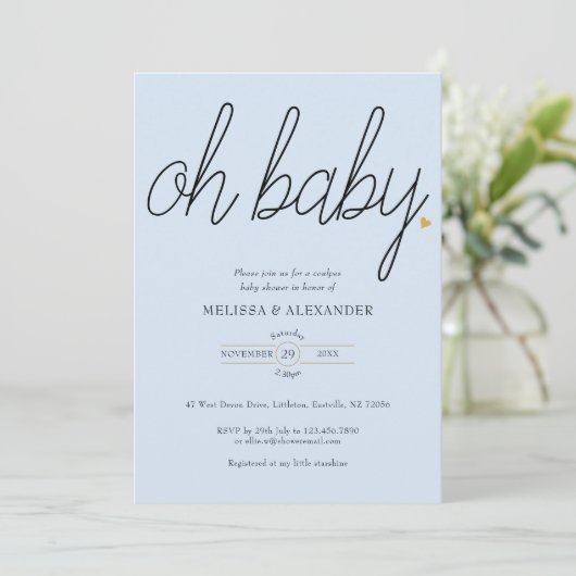 Oh Baby Gouden Liefdeshart Koppel Baby Shower Kaart (Staand voorkant)
