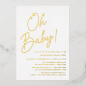 Oh Baby Gouden Script Baby Shower Folie Uitnodiging (Voorkant)