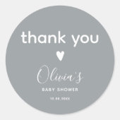 Oh Baby Gray Dank je Ronde Sticker (Voorkant)