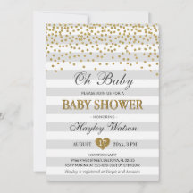 Oh Baby Gray en Goud Neutrale Baby Shower Strooigo