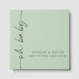 Oh Baby Green Baby Shower Guest Book Gastenboek