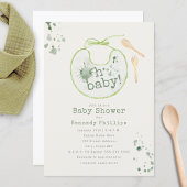 Oh Baby Green Bib Babyfood Neutraal Baby shower Kaart