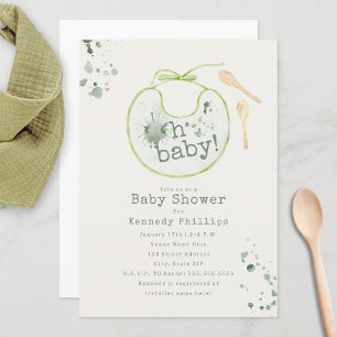 Oh Baby Green Bib Babyfood Neutraal Baby shower Kaart