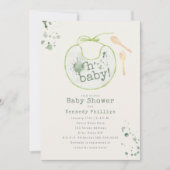 Oh Baby Green Bib Babyfood Neutraal Baby shower Kaart (Voorkant)