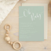 Oh Baby Green Gender Neutral Baby shower Kaart