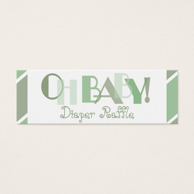 Oh Baby Green Modern Luier Raffle Mini Visitekaartjes (Voorkant)