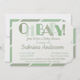 Oh Baby Green Modern Whimsical Baby shower Kaart