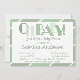 Oh Baby Green Modern Whimsical Baby shower Kaart