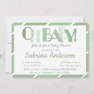 Oh Baby Green Modern Whimsical Baby shower Kaart