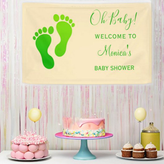 Oh Baby Green Welkom Baby shower Spandoek