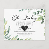 Oh Baby Greenery Baby shower Gender Neutral Briefkaart (Voorkant)