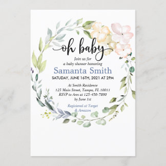 Oh Baby Greenery Baby shower Kaart