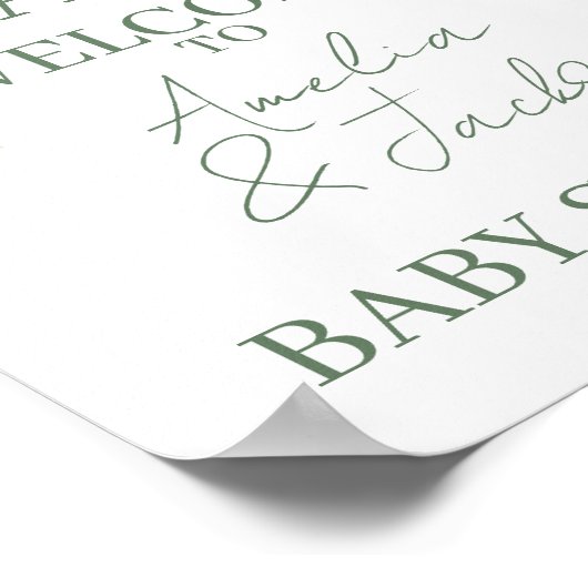 Oh Baby Greenery Baby shower Welkomstteken Poster (Hoek)
